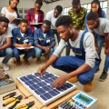 DALL·E 2025-02-16 19.29.28 - A group of young African students in a solar energy training workshop. They are learning how to install and maintain solar panels. An instructor is de